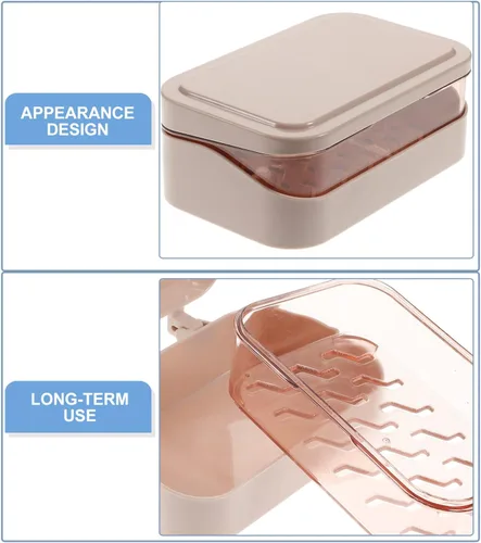 Vista 4 de DOITOOL Soporte para jabón con tapa, barra de jabón, contenedor y protector para baño, cocina, fregadero, ducha, bañera, caja abatible con drenaje