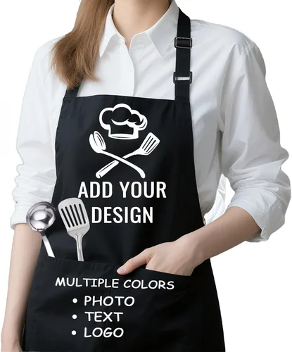Vista 9 de Delantales personalizados para hombres y mujeres, delantal personalizado con tu logotipo de texto, cocina, arte de uñas, delantales de peluquería