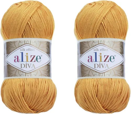 Vista 4 de Alize Diva Yarn - Hilo para tejer a mano, hilo acrílico 100% microfibra, hilo Alize Diva, efecto seda, ganchillo arte, encaje, manualidades, lote