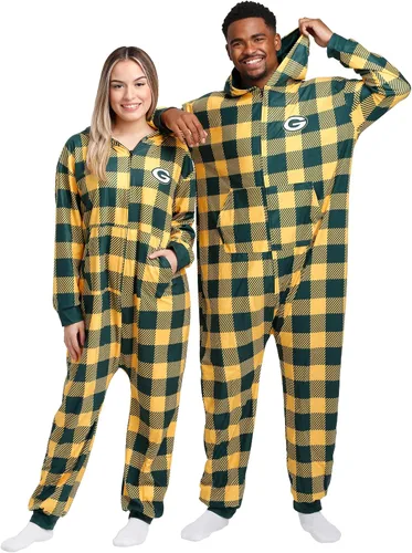 Vista 17 de FOCO Unisex NFL Team Logo Pajamas One Piece Onesie Patrón feo navideño