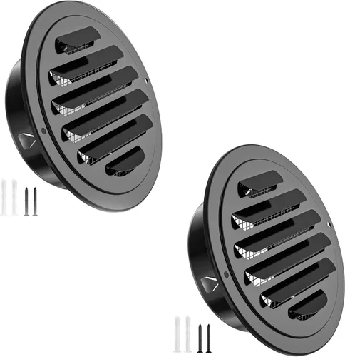 Vista 13 de Rejillas de ventilación de acero inoxidable de 10 cm, HG Power, cubierta redonda con malla de pantalla, rejilla de ventilación de aire para pared
