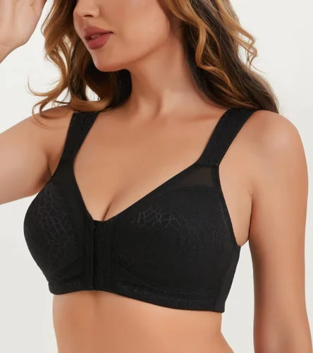 Vista 4 de HACI Sujetador de postura con cierre frontal para mujer, sin relleno, cobertura completa, soporte de espalda inalámbrico, cómodo soporte