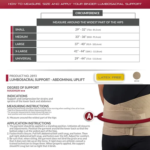 Vista 2 de OTC Soporte lumbo-sacro, elevación abdominal, espalda baja de 11 pulgadas, elástico, pequeño