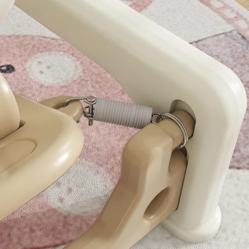 Vista 8 de Qaba Caballo Mecedor 5 en 1 para Niños Pequeños, Juguete Mecedor con Resorte para Niños, Carrito de Empuje de Bicicleta de Equilibrio con Base