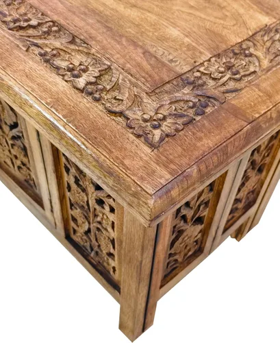 Vista 7 de Lightnpro - Mesa de centro de madera hecha a mano – Mesa central rectangular plegable premontada para sala de estar con revistas y almacenamiento