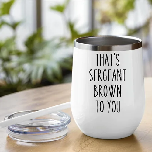Vista 5 de Custom Sergeant Mug Gifts Cop Promotion Appreciation Coffee Ideal Police Officers 12oz Wine Tumbler Cup
