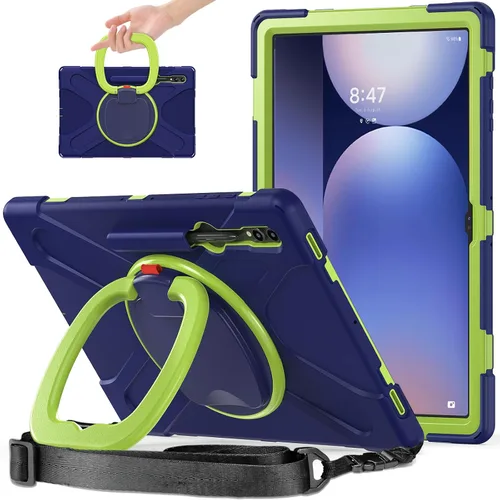 Vista 31 de Funda de rotación 360 para Galaxy S8 Ultra de 14.6 pulgadas, funda resistente con anillo giratorio, correa de transporte para hombro, correa de Negro