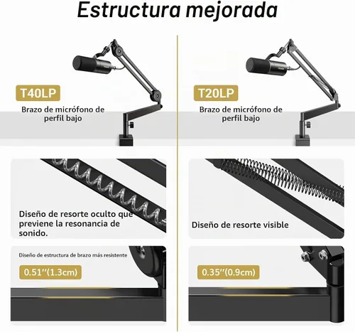 Vista 6 de TONOR Brazo de Micrófono Boom, Brazo de Micrófono de Bajo Perfil, Soporte de Micrófono Completamente Ajustable con Abrazadera de Montaje