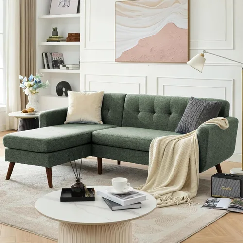 Vista 44 de Tbfit Sofá en Forma de L, Sofás Seccionales Modernos de Mediados de Siglo de 80" de Ancho, Sofás de 3 Plazas con Chaise Lounge Amplio, Sofá Beige