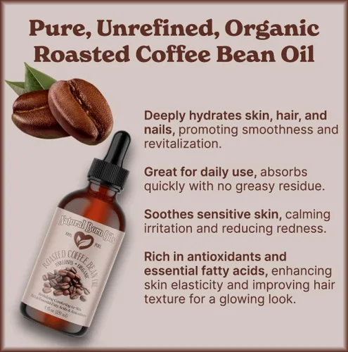 Vista 2 de Natural Born Oils Aceite de grano de café tostado, 4oz, orgánico, prensado en frío, alto en antioxidantes, perfecto para la nutrición de la piel