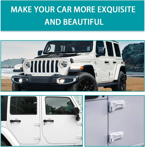 Vista 6 de Ziciner 4 tornillos de repuesto para tuercas de bisagra de puerta, tuercas de bisagra de puerta de automóvil compatibles con Wrangler JK JL