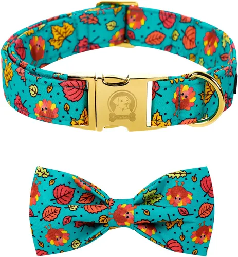 Vista 34 de MR. CHUBBYFACE - Collar de perro de San Valentín con corbatín, lindo collar de perro con corazón azul con hebilla de metal, collar de algodón