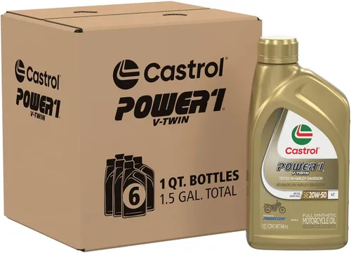 Vista 6 de Castrol Power1 4T 5W-40 Aceite de motocicleta completamente sintético, 1 cuarto de galón, paquete de 6