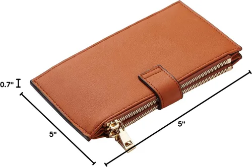 Vista 6 de Travelambo RFID Billetera de mujer con varios compartimientos para varias tarjetas con bolsillo con cierre, talla única