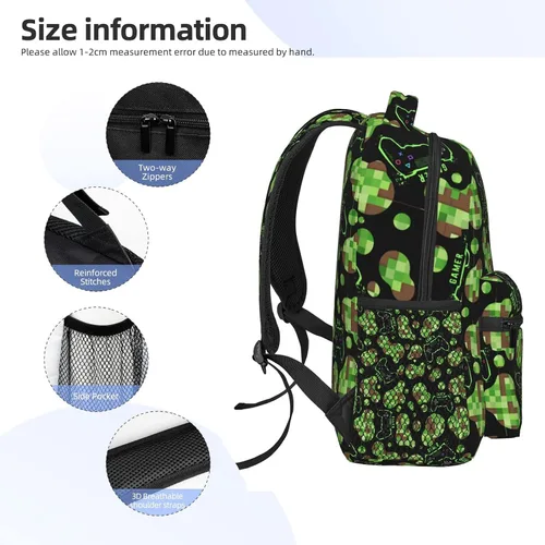 Vista 4 de Linda mochila para la escuela con estampado de vaca, mochila de leopardo, Camuflaje Game Dots, Mochilas de mochila