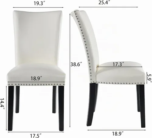 Vista 2 de Juego de 6 sillas de comedor de poliuretano, juego de sillas de Marfil