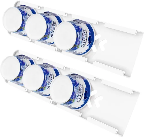 Vista 10 de SOPHICO Organizador para Refrigerador, 4 Deslizadores de Capacidad para Refrigerador, Soporte para Yogur con Cintas Adhesivas para Yogur Griego