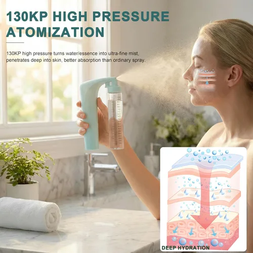 Vista 3 de Elitzia Rociador facial hidráulico portátil vaporizador facial Cool Facial Mister Face Spray hidratante e hidratante humidificador máquina de Azul