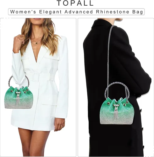 Vista 5 de Bolso de noche con diamantes de imitación para mujer, bolso de mano plateado con diamantes brillantes para mujer, fiesta, club, boda, baile