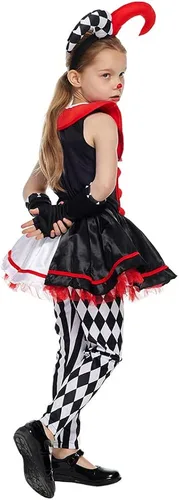 Vista 3 de EraSpooky Disfraz de payaso asesino para niñas, disfraz de Halloween para niños