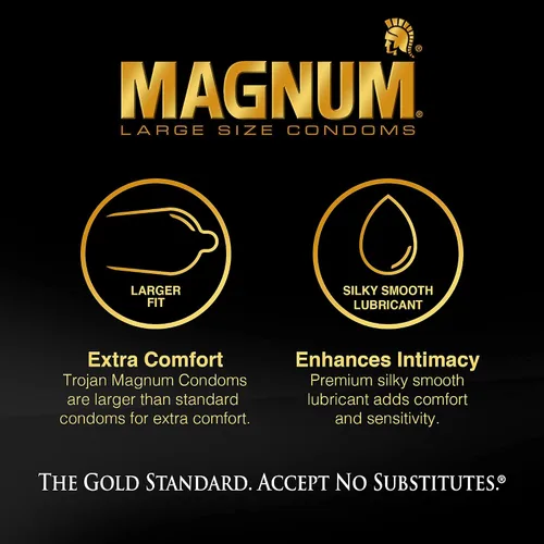 Vista 3 de Product Of Trojan, Magnum Ribbed Lubricated, Count 6 (3Pk) - Variedades y sabores anticonceptivos/agarre