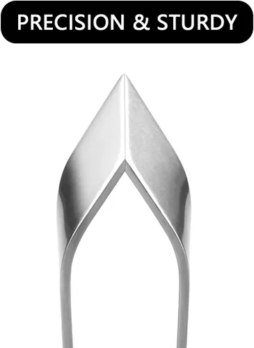 Vista 4 de 2 Pieces Fish Bone Tweezers, Stainless Steel Flat and Slant Tweezers Pliers Remover Tool (4.6") (Pack of 2)