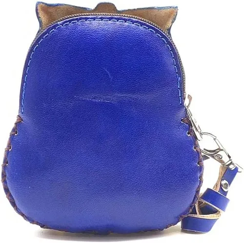 Vista 10 de Handmade Vintage Genuine Leather 3D Animal Owl Coin Purse with Removable Wrist Strap (Brown)
