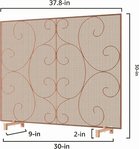 Vista 4 de Kingson Panel individual decorativo plano para chimenea, cubierta sola hecha a mano, malla de metal duradera, resistente al calor, malla de Bronce