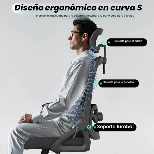 Vista 5 de Fizzin Silla de oficina de malla para computadora con soporte lumbar