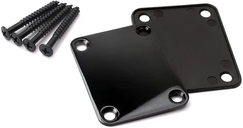 Vista 7 de EXCEART Placa de cuello de metal, placa de conexión con 4 tornillos para instrumento musical de bajo (negro)