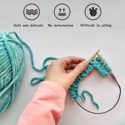 Vista 7 de 4 piezas de 400g de hilo de terciopelo chenilla suave para tejer a ganchillo, hilo esponjoso y cálido para tejer y ganchillo, manualidades DIY Rosa
