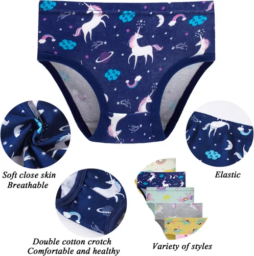 Vista 3 de Boboking Ropa interior suave de algodón para niñas pequeñas Gris Blanco Amarillo Azul claro Azul real