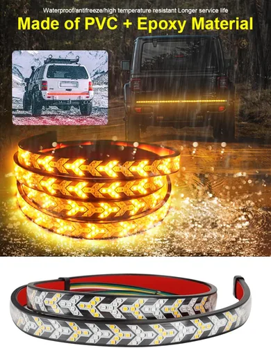 Vista 9 de TOPKU Tira de luz trasera LED para camioneta pickup, barra de luz dinámica para portón trasero del camión, tira flexible de 120 cm con luces