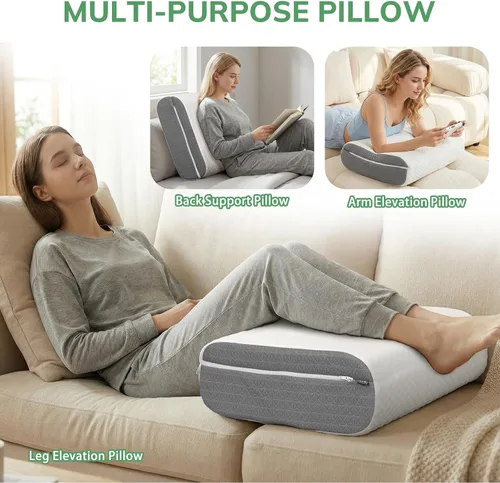 Vista 6 de baibu Almohada de elevación de piernas de doble capa para soporte de piernas y rodilla, almohada de elevación de pies para dormir, circulación