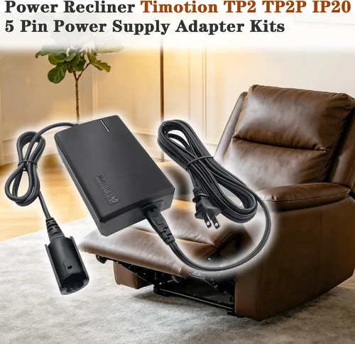 Vista 4 de Reclinable Timotion TP2 TP2P IP20 5 Pin fuente de alimentación adaptador kits reemplazo para silla elevadora Incluye cable de alimentación de CA