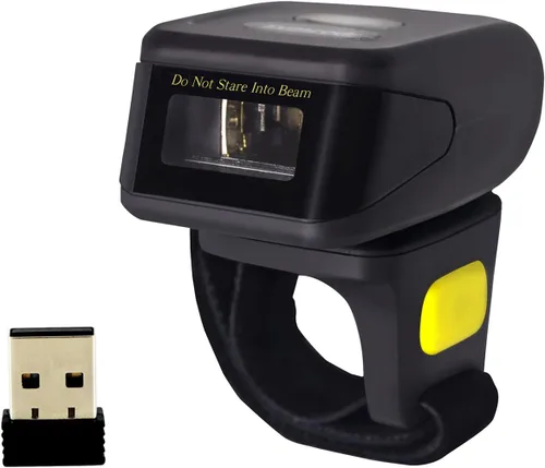 Vista 8 de Escáner de código de barras 1D 2D QR con anillo Bluetooth, mini lector de código de barras inalámbrico portátil compatible con Windows, Mac