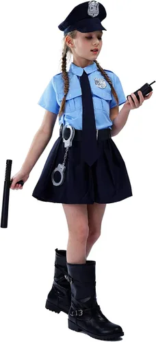 Vista 4 de PGOND Disfraz de fiesta de uniforme de policía para niñas