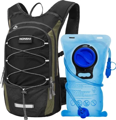 Vista 12 de NONSAR Mochila de hidratación, mochila de senderismo con vejiga de agua de 3 L, paquete de hidratación de aislamiento ligero, mochila de agua