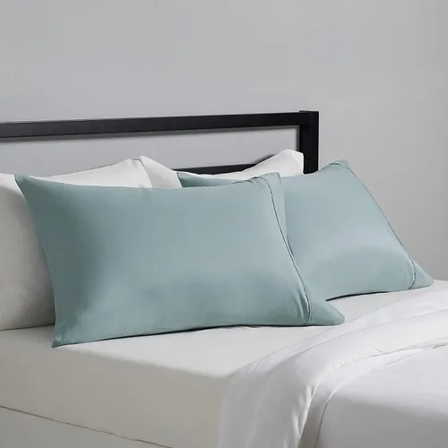 Vista 5 de Amazon Basics Juego de 2 fundas de almohada estándar - Ligeras, súper suaves, microfibra de fácil cuidado, beige, 30" L x 20" A, almohadas