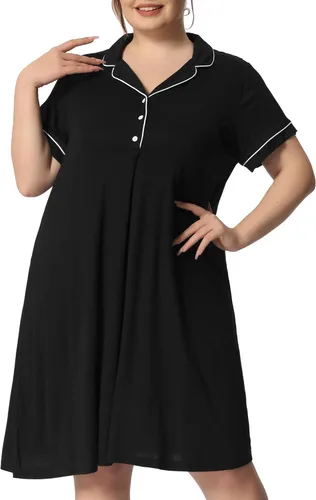 Vista 2 de Agnes Orinda Camisones de talla grande para mujer, con botones, camisón suave, pijama, vestido de pijama