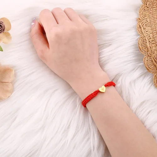 Vista 2 de tenghong2021 Pulseras rojas con iniciales de corazón, 26 letras iniciales, pulsera para mujer, regalos hechos a mano, cuerda trenzada, joyería