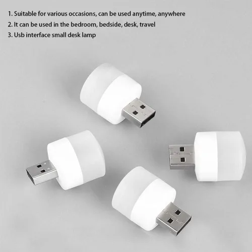 Vista 3 de Luces USB de noche, mini bombilla LED, enchufable, blanco cálido, compacto, ideal para dormitorio, baño, guardería, pasillo, cocina, coche, luz