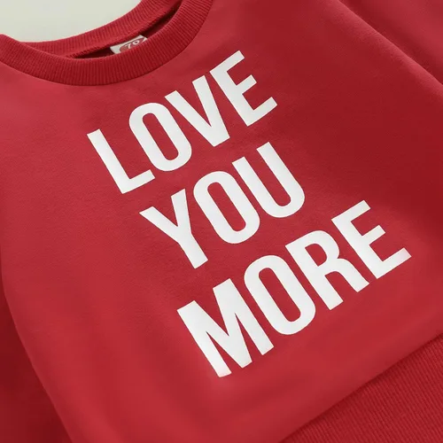 Vista 185 de Traje de San Valentín para bebé, niña, niño, traje de San Valentín, sudadera de manga larga con estampado de corazón