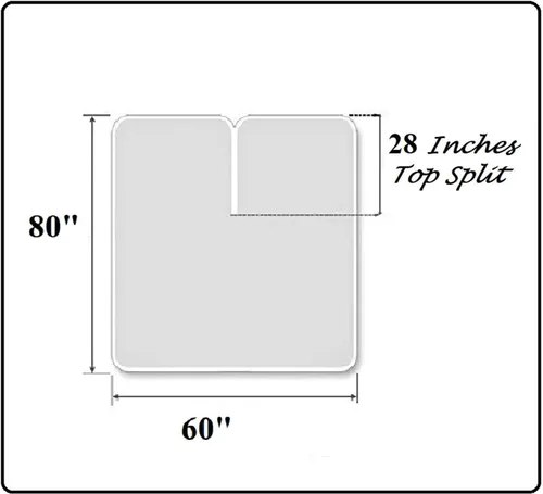 Vista 4 de Top - Juego de sábanas de cabeza dividida tamaño Queen, base de cama ajustable, sábanas de 100 % algodón sólido de 21 pulgadas de profundidad, 800