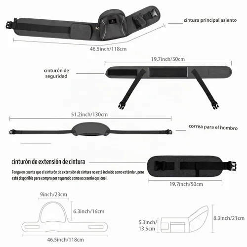 Vista 3 de Portabebés con Asiento de Cadera para Bebé, Taburete de Cintura para Niño Infante Pequeño con Correa Ajustable, Hebilla, Bolsillo, Interior Suave