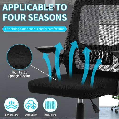 Vista 7 de Silla de oficina ergonómica, silla de juegos de PC, silla giratoria de malla ajustable para computadora, silla de oficina con reposacabezas