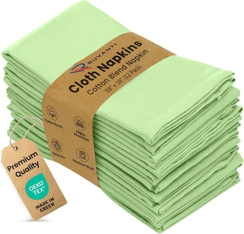 Vista 24 de Ruvanti - Juego de 4 servilletas de tela de 45x45 centímetros, lavables, suaves, duraderas, absorbentes, mezcla de algodón. Servilletas de mesa