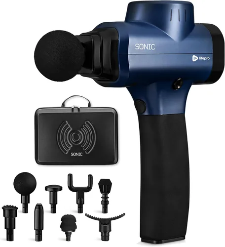 Vista 9 de Lifepro SonicPro Pistola de masaje muscular de percusión con calor, 9 cabezales Negro