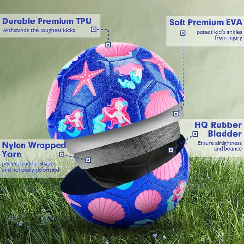 Vista 3 de Soccer Balls Size 3 for Girls Soccer Ball for Kids Aged 4-6 6-8 Beginners Outdoors Sports Ball Recreation Playing Ball Birthday Christmas Back to