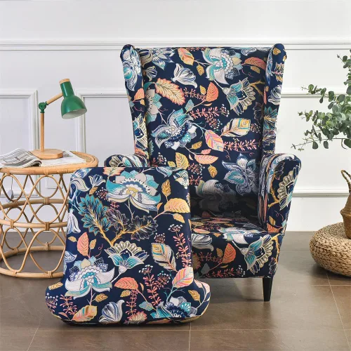 Vista 13 de Fundas para silla Wingback, 2 piezas, fundas elásticas elegantes para silla de ala con parte inferior elástica, protector de muebles para Hojas